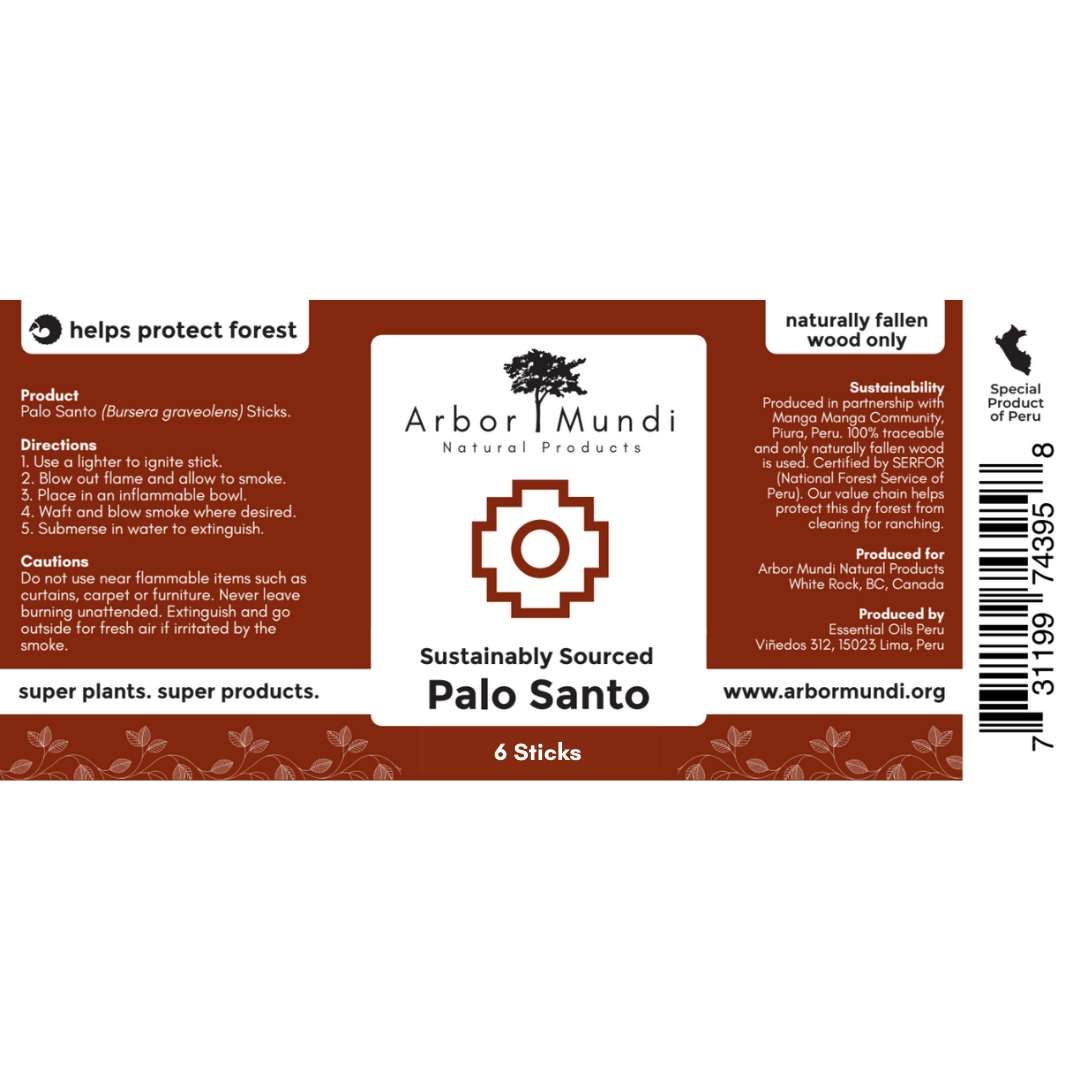Sustainably Sourced Palo Santo (6 or 12 sticks)