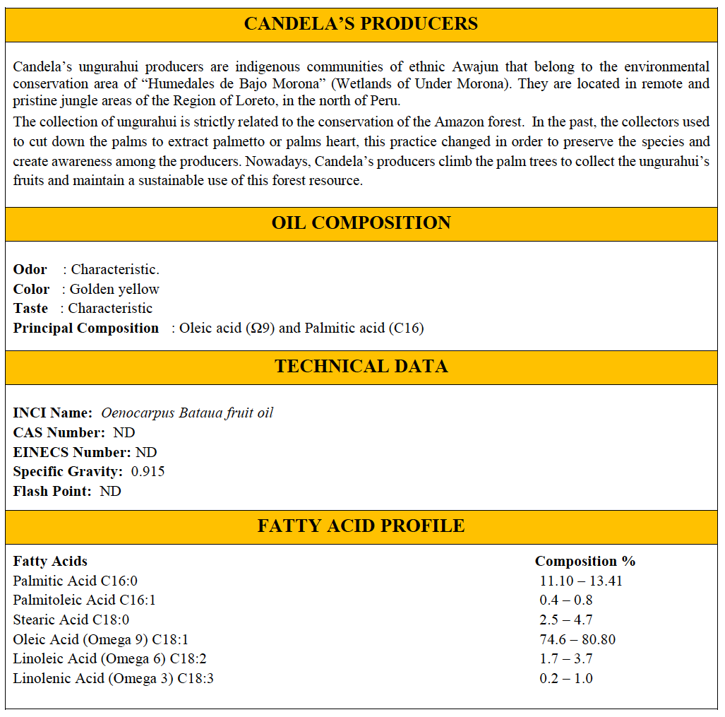 Wholesale Wild Bataua / Ungurahui / Pataua Oil