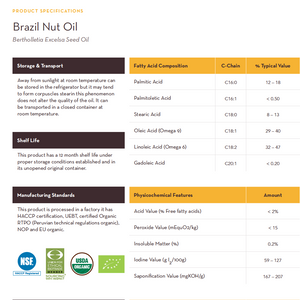 250ml (8.45oz) Organic Brazil Nut Oil (food format)